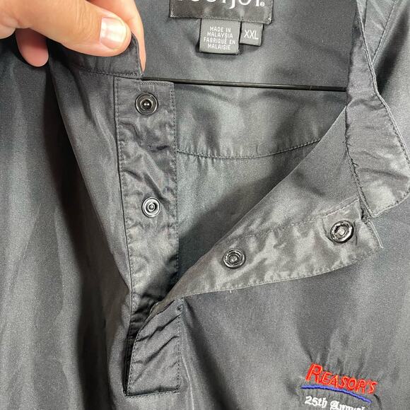 FootJoy 1/4 Snap Golf Pullover Men's XXL Black Sleeveless Zip Pockets Wind Shirt - Picture 12 of 13